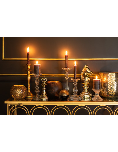 Bougeoir / Porte-bougie Tibo en verre transparent de taille moyenneJ-Line