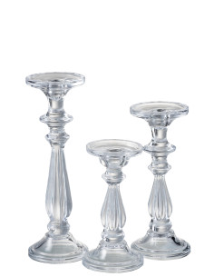 Bougeoir / Porte-bougie Tibo en verre transparent grandJ-Line 2