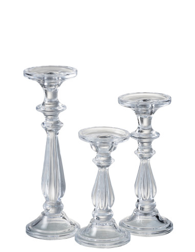 Bougeoir / Porte-bougie Tibo en verre transparent grandJ-Line
