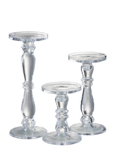 Bougeoir / Porte-bougie Leti en verre transparent grandJ-Line 2