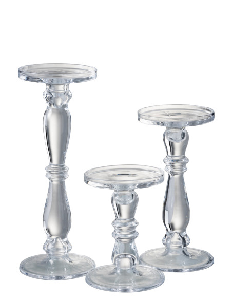 Bougeoir / Porte-bougie Leti en verre transparent grandJ-Line