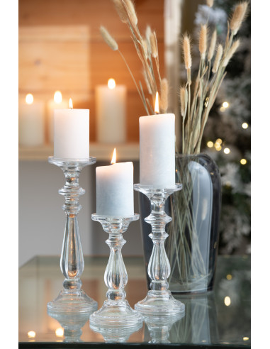 Bougeoir / Porte-bougie Tibo en verre transparent grandJ-Line