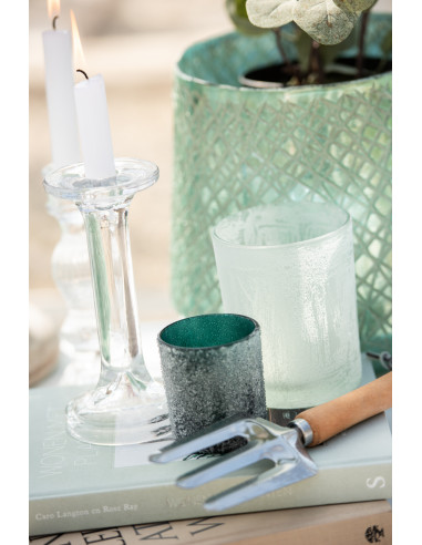 Bougeoir en verre lisse transparent grandJ-Line