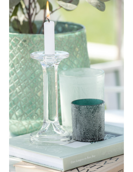 Bougeoir en verre lisse transparent grandJ-Line