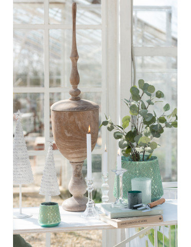 Bougeoir en verre transparent classique de grande tailleJ-Line