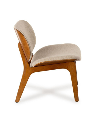 Fauteuil Kuji Beige Structure Bois