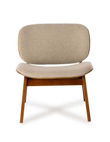 Fauteuil Kuji Beige Structure Bois