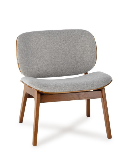 Fauteuil Kuji Gris Clair Structure Bois
