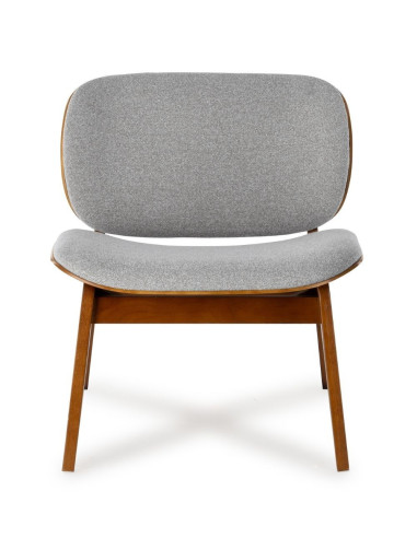Fauteuil Kuji Gris Clair Structure Bois