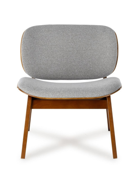 Fauteuil Kuji Gris Clair Structure Bois