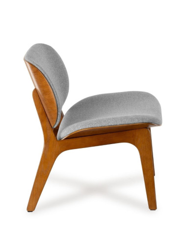 Fauteuil Kuji Gris Clair Structure Bois