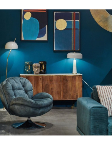 Fauteuil Pivotant Memento Pétrole Velours  athezza