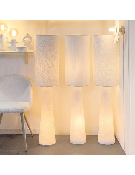Lampadaire Saturne velours cotelé blanc  H130cm opjet Lampadaire Saturne velours cotelé blanc  H130cm opjet