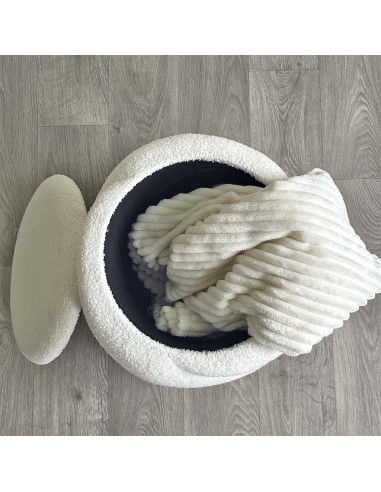 Tabouret coffre Aurélie teddy blanc opjet