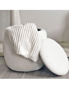 Tabouret coffre Aurélie teddy blanc opjet 2