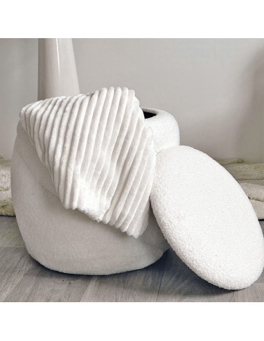 Tabouret coffre Aurélie teddy blanc opjet
