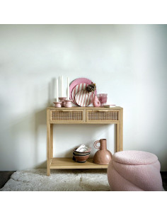 Tabouret coffre Aurélie teddy rose opjet 2