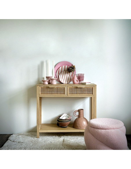 Tabouret coffre Aurélie teddy rose opjet Tabouret coffre Aurélie teddy rose opjet