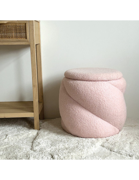 Tabouret coffre Aurélie teddy rose opjet Tabouret coffre Aurélie teddy rose opjet