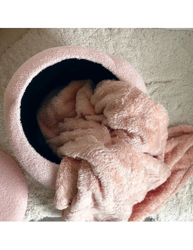 Tabouret coffre Aurélie teddy rose opjet