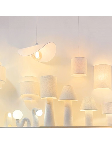 Lampe Celestia papier mâché gm blanc opjet