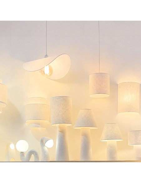 Lampe Celestia papier mâché gm blanc opjet