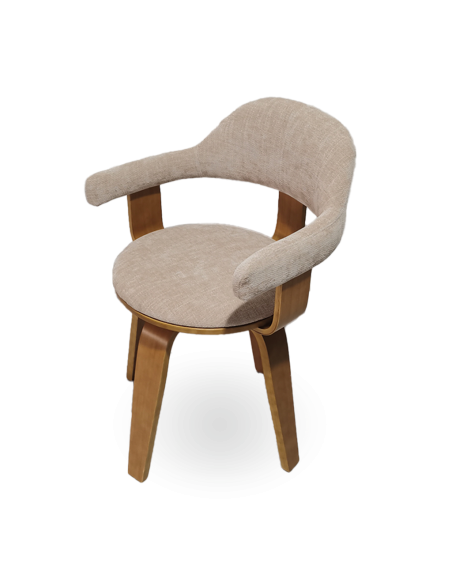 Chaise Suédoise tissu beige pivotante pied clair opjet