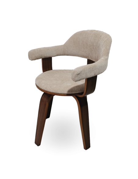 Chaise Suédoise tissu beige pivotante pied foncé opjet