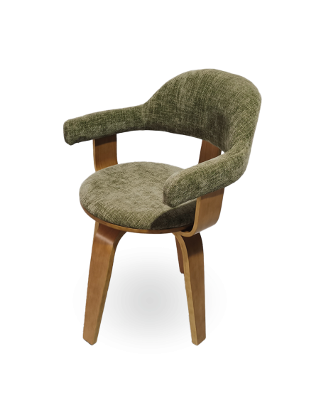 Chaise Suédoise tissu kaki pivotante pied clair opjet