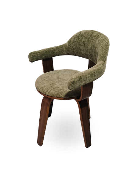 Chaise Suédoise tissu kaki pivotante pied foncé opjet