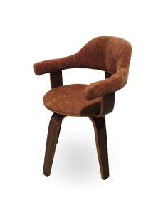 Chaise Suédoise tissu marron pivotante pied foncé opjet