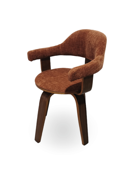 Chaise Suédoise tissu marron pivotante pied foncé opjet