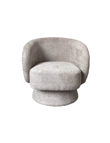 Fauteuil rondeur chenille tissé pivotant gris opjet