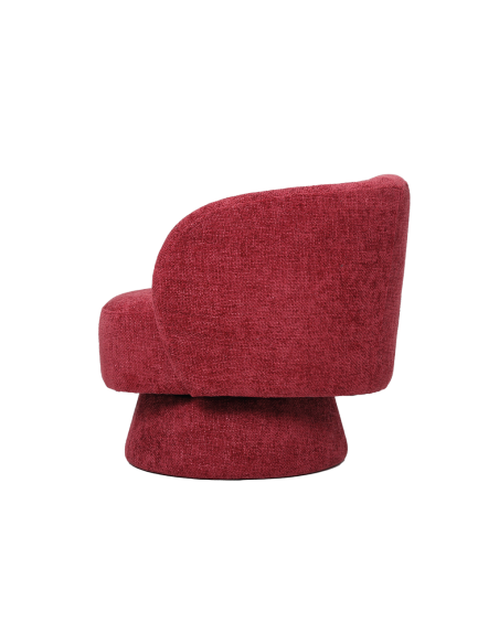 Fauteuil rondeur chenille tissé pivotant rouge opjet