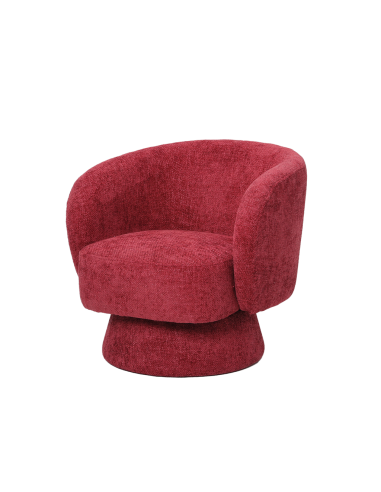 Fauteuil rondeur chenille tissé pivotant rouge opjet