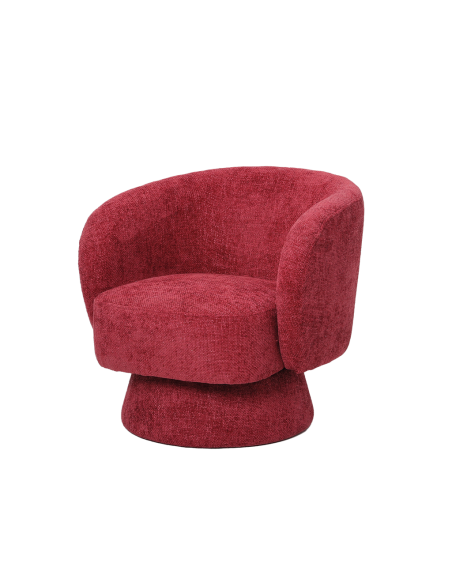 Fauteuil rondeur chenille tissé pivotant rouge opjet
