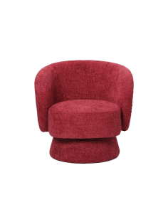 Fauteuil rondeur chenille tissé pivotant rouge opjet