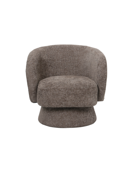 Fauteuil rondeur chenille tissé pivotant taupe opjet