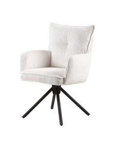 Chaise Léon velours cotelé pivotante blanc opjet 2