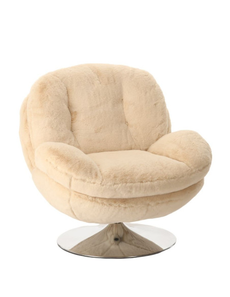 Fauteuil Pivotant Memento Fausse Fourrure Blanc athezza