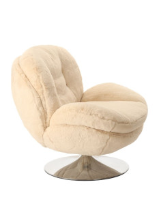 Fauteuil Pivotant Memento Fausse Fourrure Blanc athezza 2