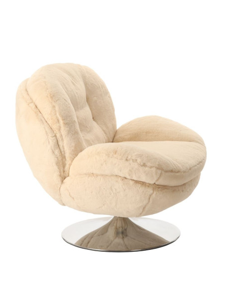 Fauteuil Pivotant Memento Fausse Fourrure Blanc athezza