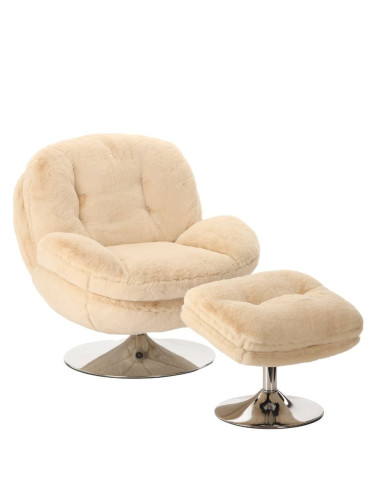 Fauteuil Pivotant Memento Fausse Fourrure Blanc athezza