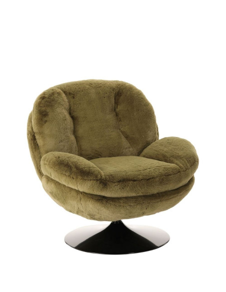 Fauteuil Pivotant Memento Fausse Fourrure Kaki athezza