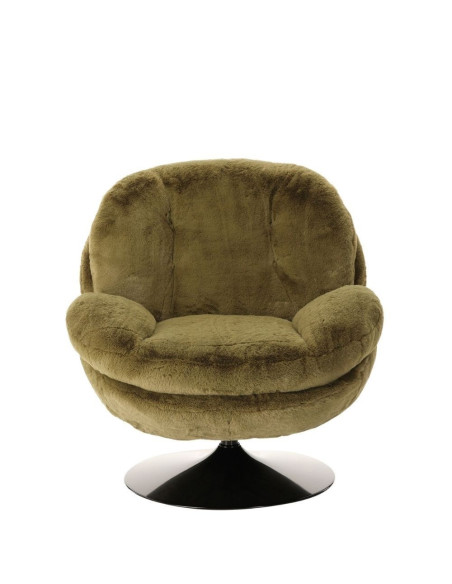Fauteuil Pivotant Memento Fausse Fourrure Kaki athezza