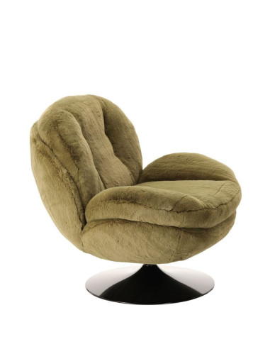 Fauteuil Pivotant Memento Fausse Fourrure Kaki athezza