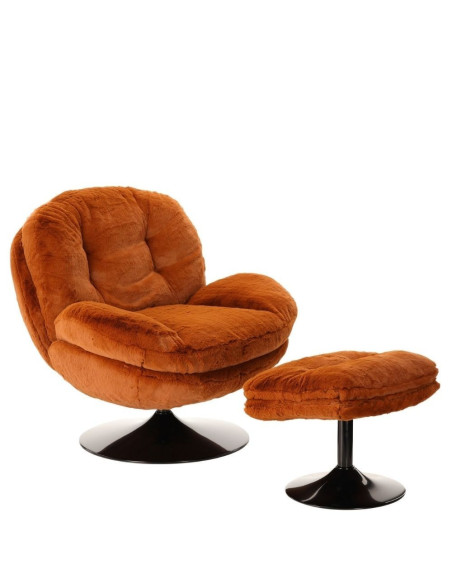 Fauteuil Pivotant Memento Fausse Fourrure Orange Brûlée athezza