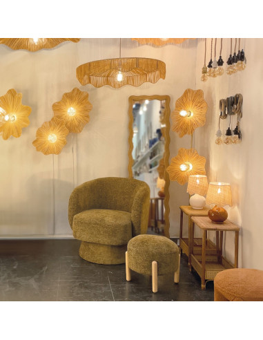 Tabouret rondeur chenille tissé blanc opjet