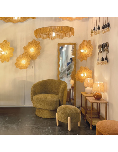 Tabouret rondeur chenille tissé blanc opjet