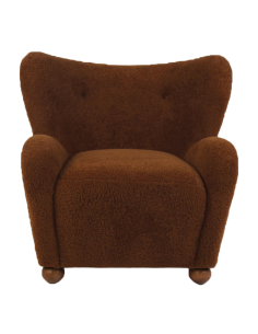 Fauteuil Léonard imitation fourrure marron opjet